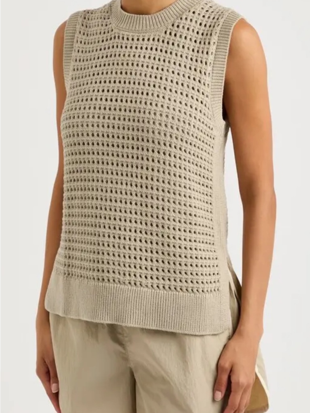 Varley Darin Beige Knit Sleeveless Sweater Vest XS